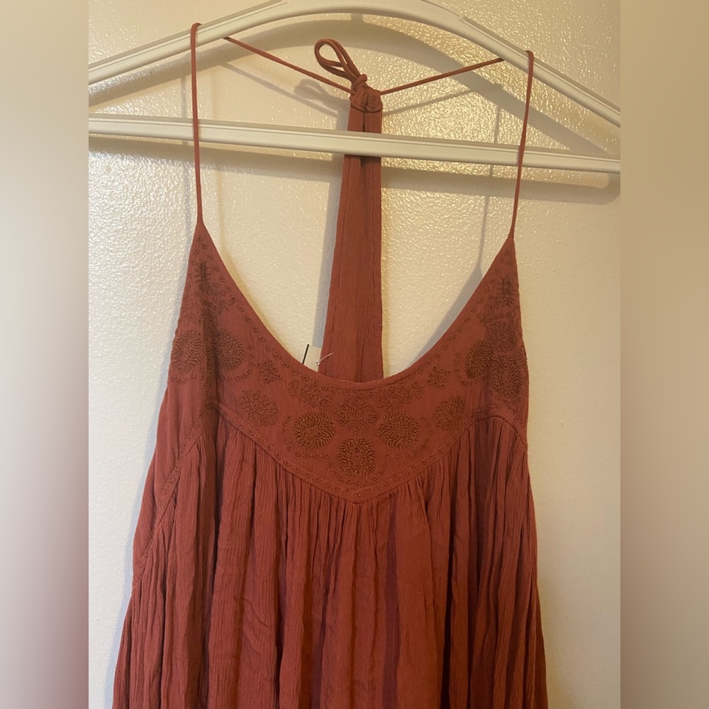 NWT Free‎ People Intimately EMBROIDERED ELAINE Red Gauzy Maxi Slip Dress XS - Picture 4 of 14